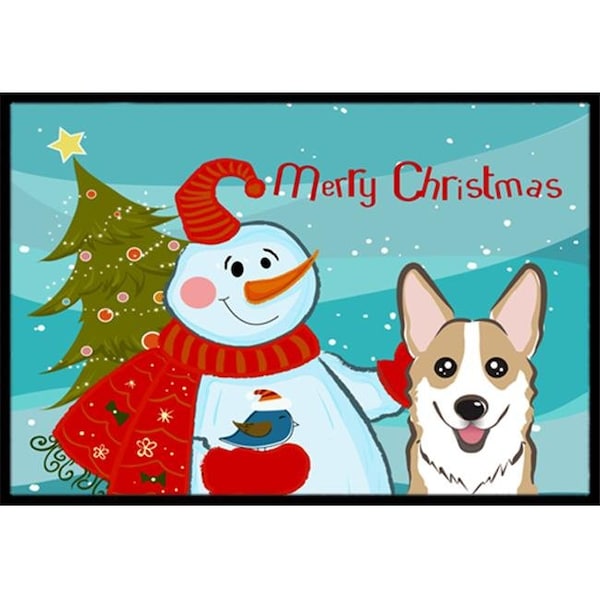Carolines Treasures BB1873JMAT Snowman With Sable Corgi Indoor & Outdoor Mat; 24 x 36 in. BB1873JMAT - main